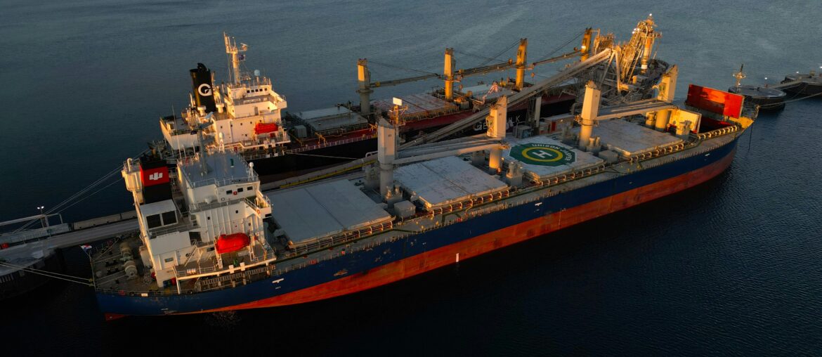 Bulk carrier ship at port