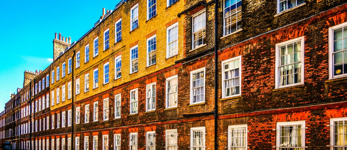 Row of London brick buildings — legal chambers atmosphere